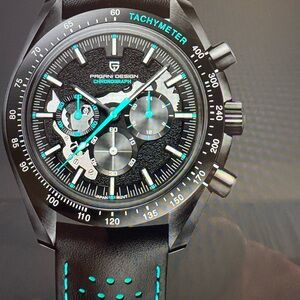Pagani Design Black and Blue Chronograph Men’s Quartz Watch